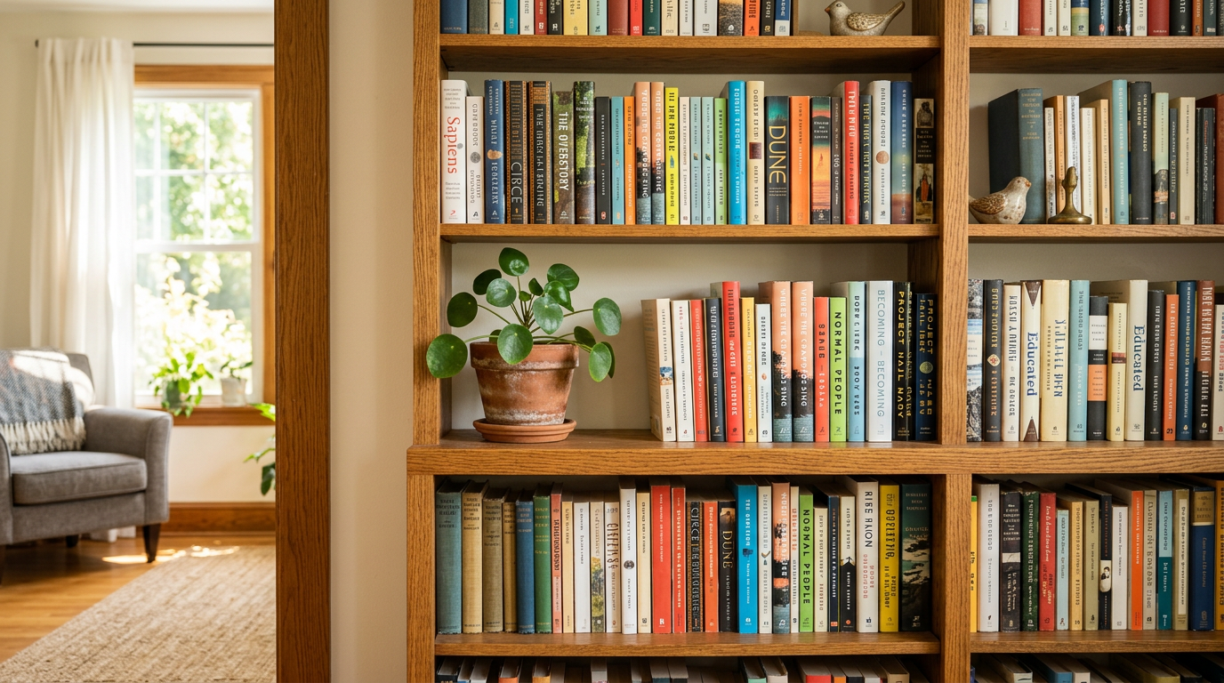 Studio shelf with books